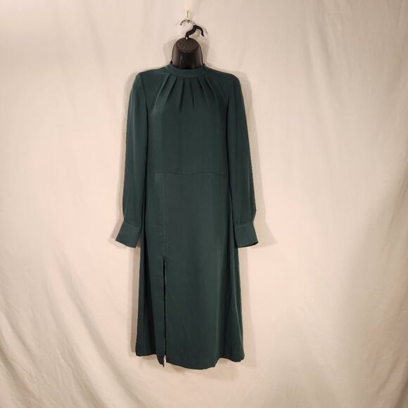 H&M Green High Neck Unlined Pin Tuck Gremlincore Goblincore Twee Womens 2 NEW - Picture 1 of 12